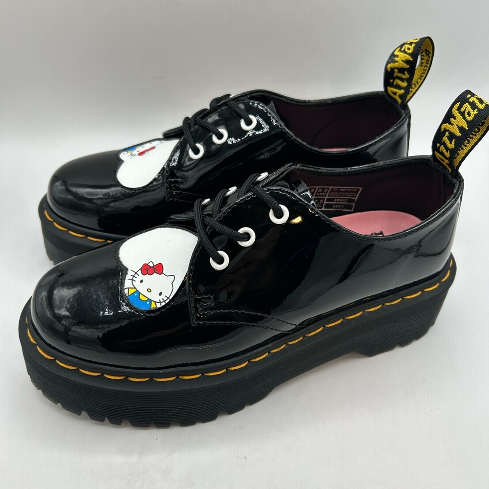 NEW DR MARTENS HELLO KITTY 1461 QUAD PLATFORM Patent Oxford boots Size 7.5 - Picture 4 of 12